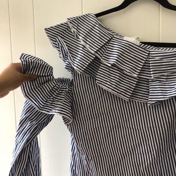 Leith Striped One Shoulder Ruffle Top - Picture 5 of 7